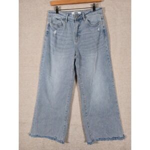 Mica Denim Los Angeles Wide Leg Raw Hem Jeans Light‎ Wash Womens Size 29